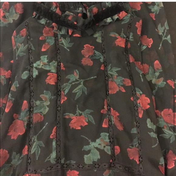Zara rose print sheer ruffle hem dress. Size M - Picture 6 of 9